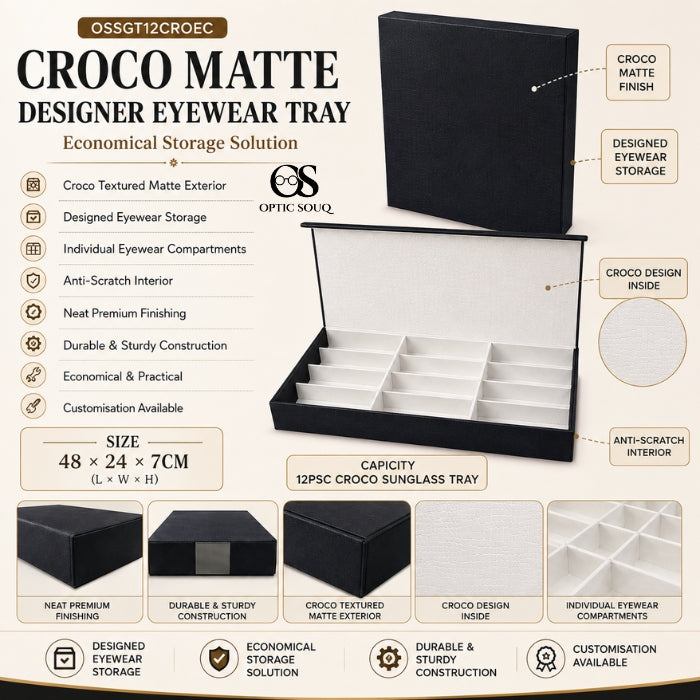OS12-Pc Croco Sunglass Tray - Economic | Optic Souq
