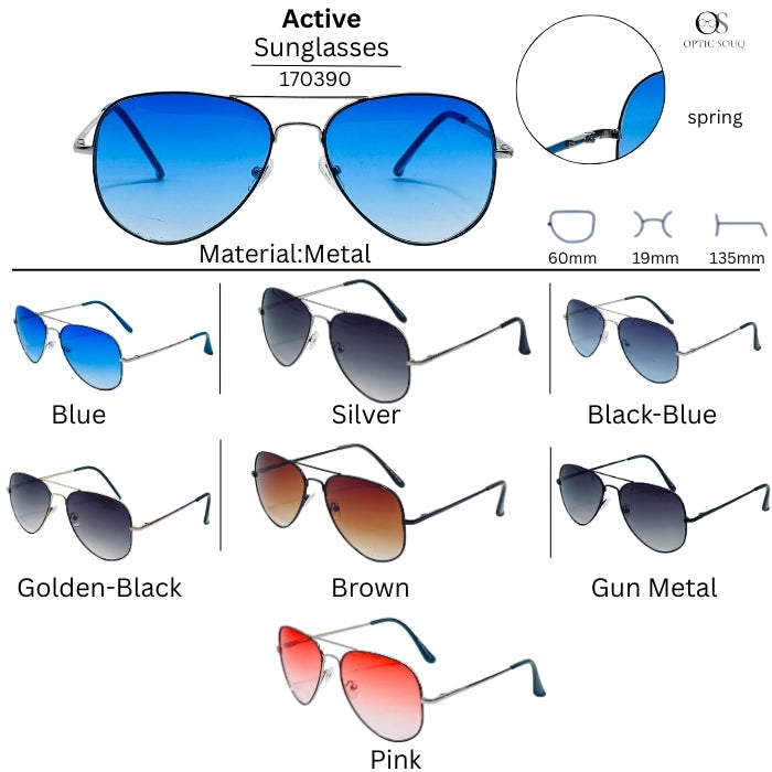 ACTIVE 3026 SG Aviator Metal Spring Sunglasses