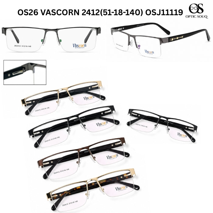 OS26 VASCORN 2412 metal supra half-rim eyewear included in VASCORN sample kit