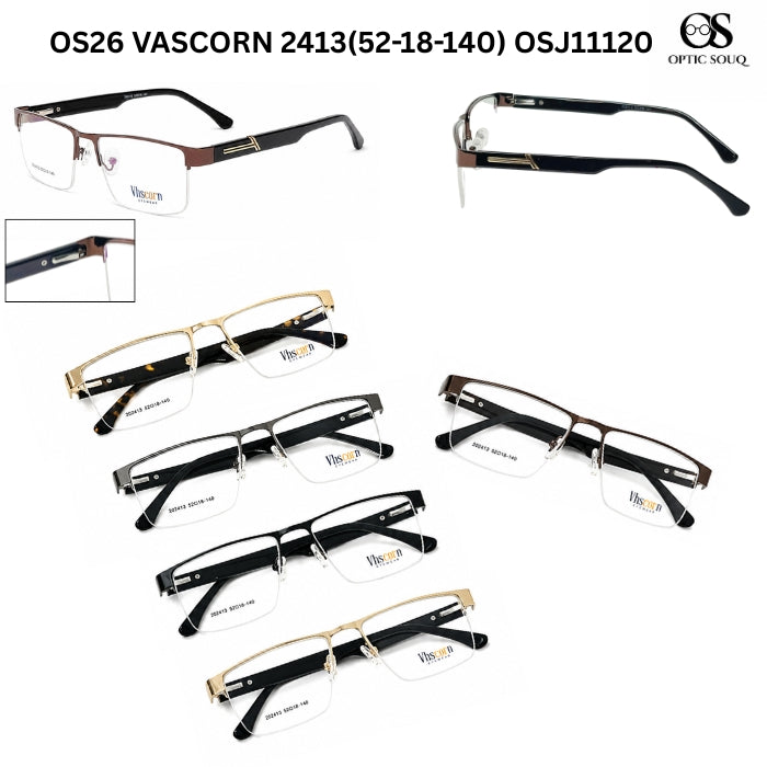 OS26 VASCORN 2413 metal supra half-rim eyewear included in VASCORN sample kit