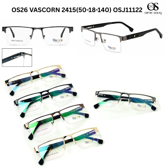 OS26 VASCORN 2415 metal supra half-rim eyewear included in VASCORN sample kit