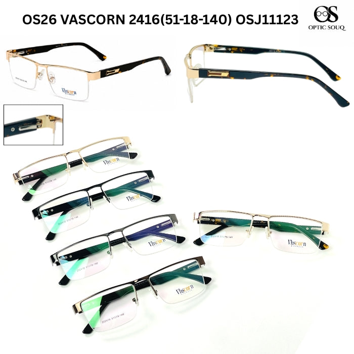 OS26 VASCORN 2416 metal supra half-rim eyewear included in VASCORN sample kit
