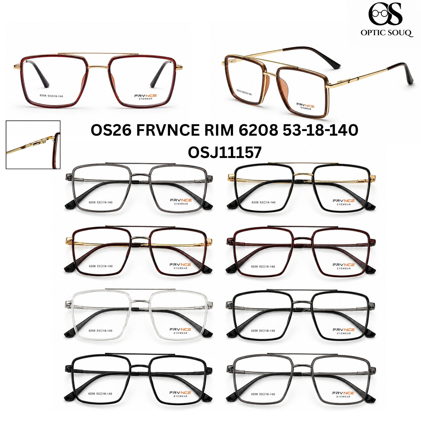 FRVNCE RIM 6208 Rectangular metal eyewear colour options