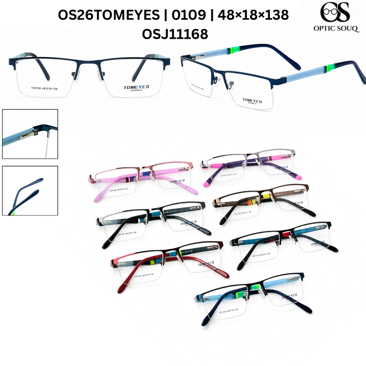 OS26 TOMEYES 0109 metal supra half-rim eyewear included in 15-model sample kit