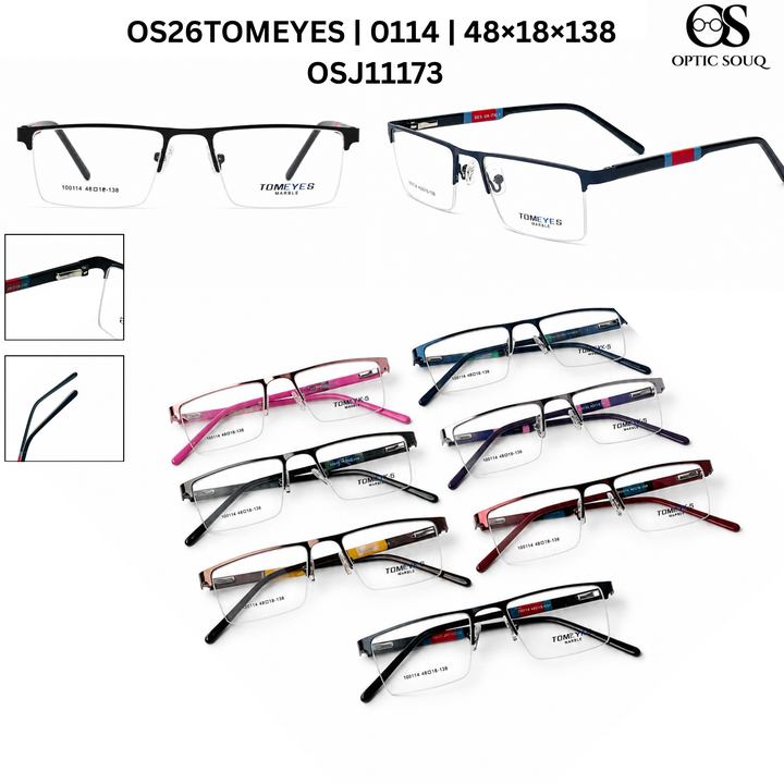 OS26 TOMEYES 0114 metal supra half-rim eyewear included in 15-model sample kit