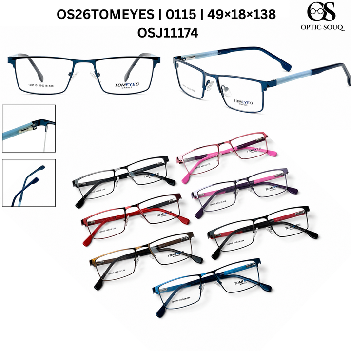 OS26 TOMEYES 0115 metal supra half-rim eyewear included in 15-model sample kit