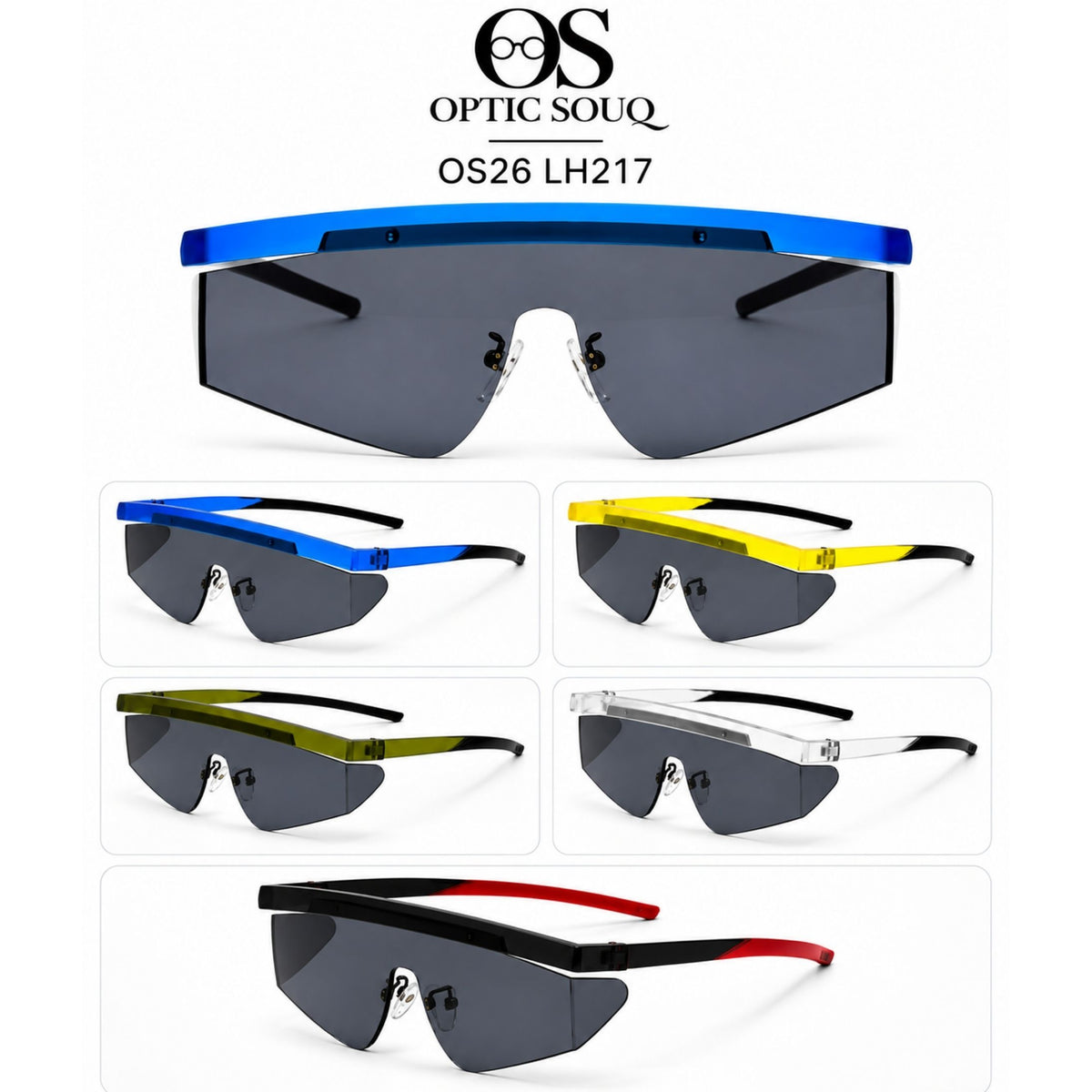 OS26 LH217 men's shield wraparound sunglasses in five colours