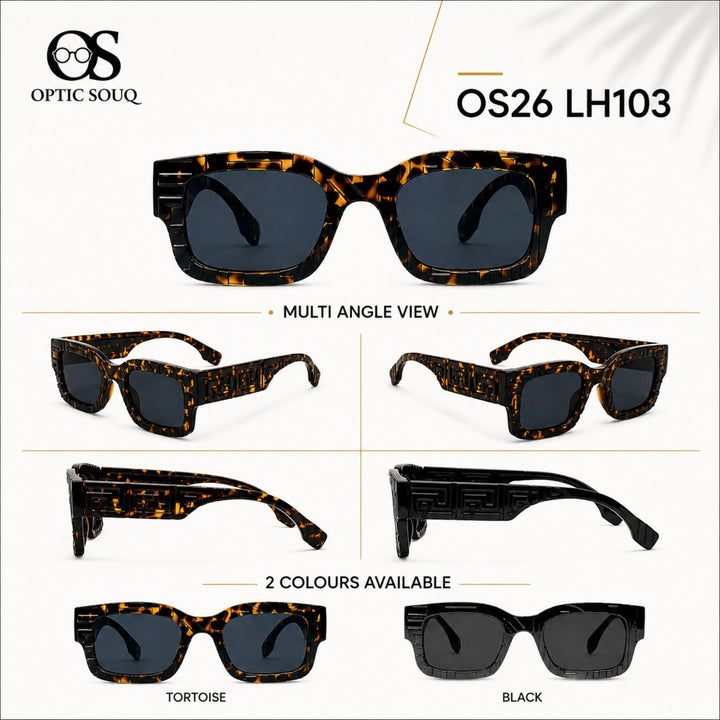 OS26 LH103 women's square rectangular sunglasses in Tortoise and Black