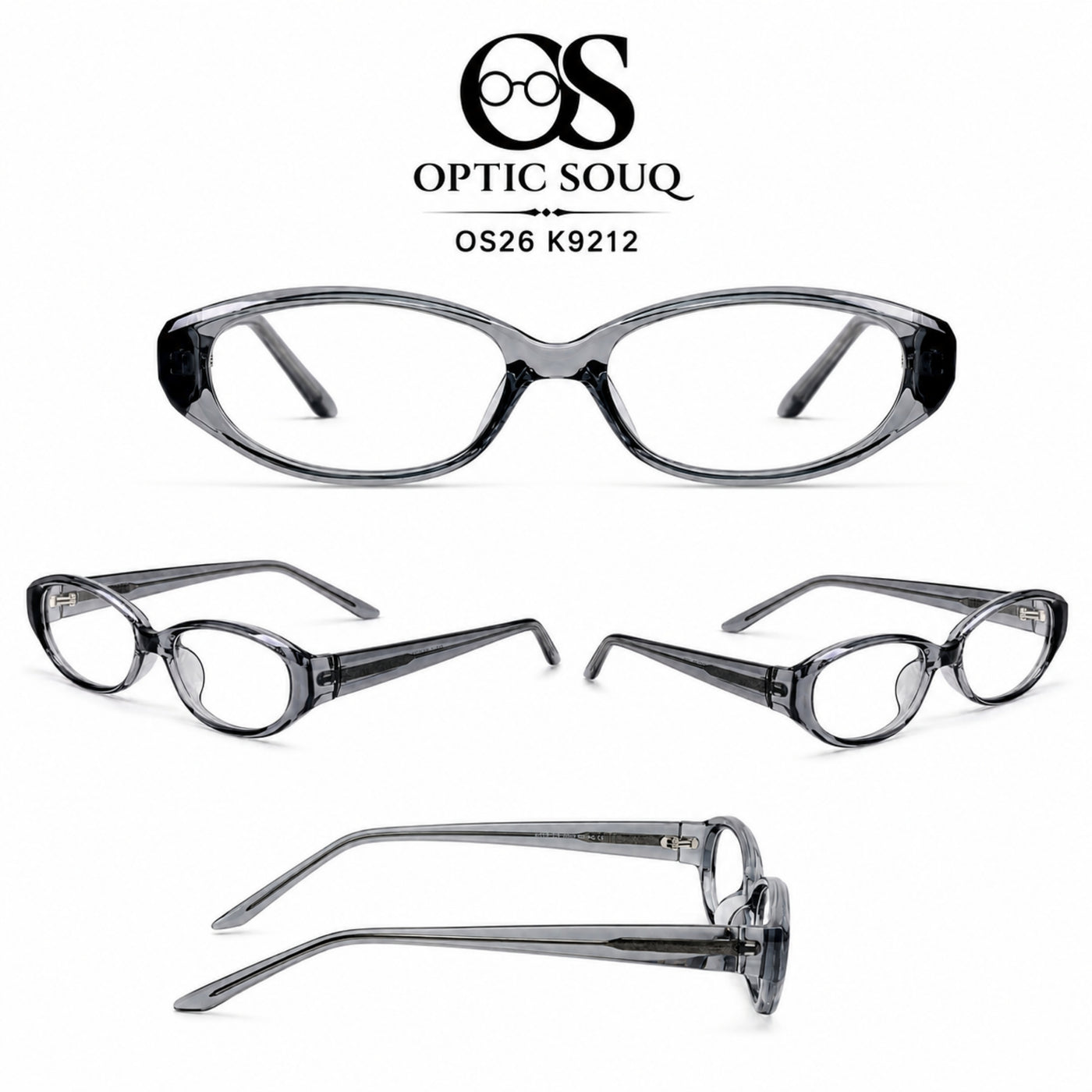 OS26 K9212 women's oval cat-eye optical eyewear in Transparent Smoky Grey