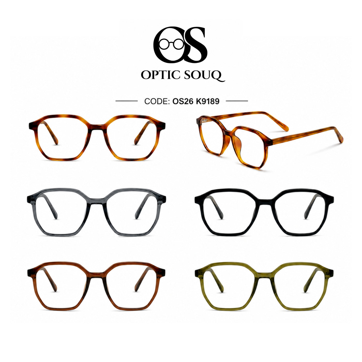 OS26 K9189 women's square geometric optical eyewear in six colours