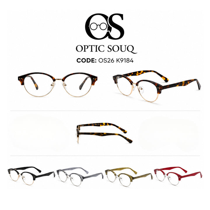 OS26 K9184 women's round panto sheet and metal optical eyewear in four colours