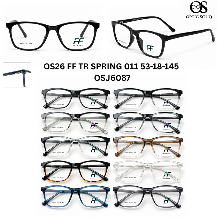 OS26 FF TR Spring 011 53-18-145 men's rectangle TR optical eyewear, OSJ6087, ten colourways