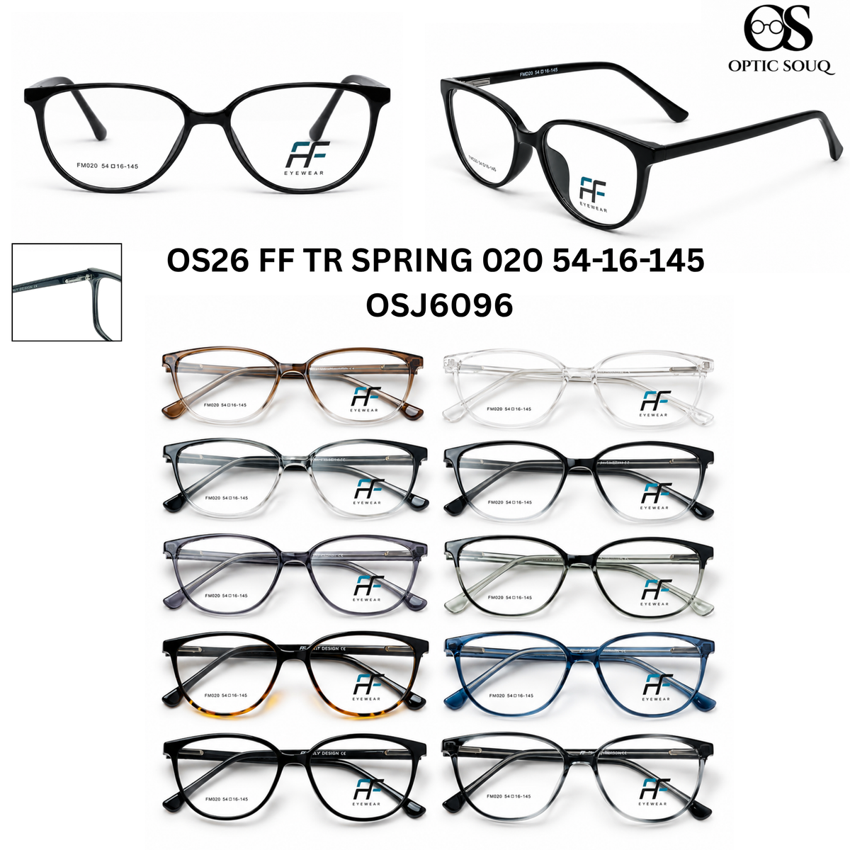 OS26 FF TR Spring 020 54-16-145 men's oval TR optical eyewear, OSJ6096, ten colourways