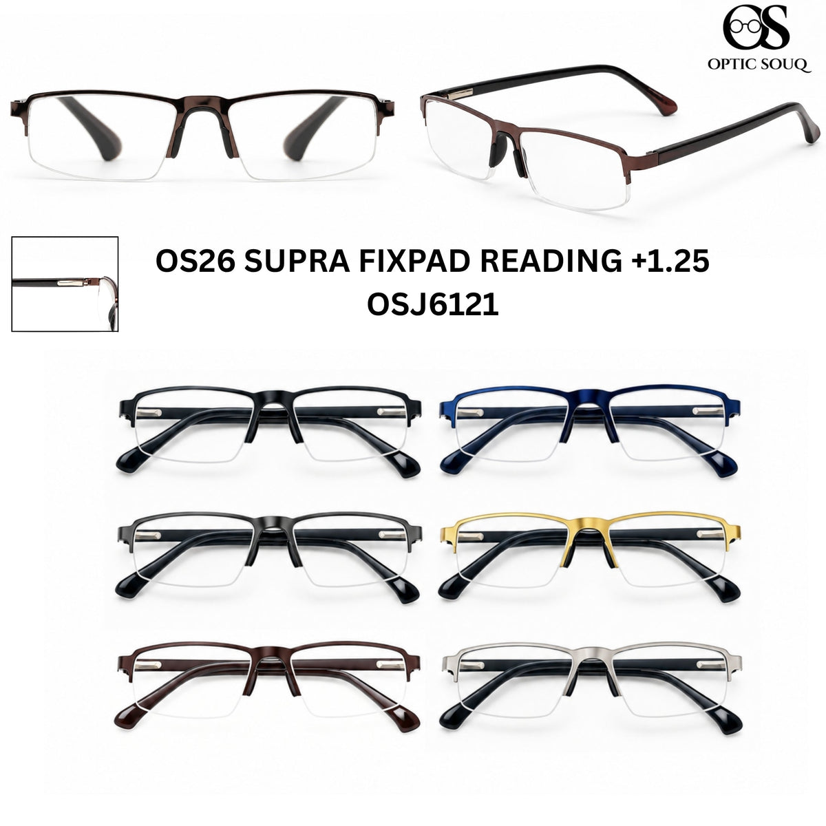 OSJ6121 OS26 SUPRA FIXPAD READING +1.25 in six colour options