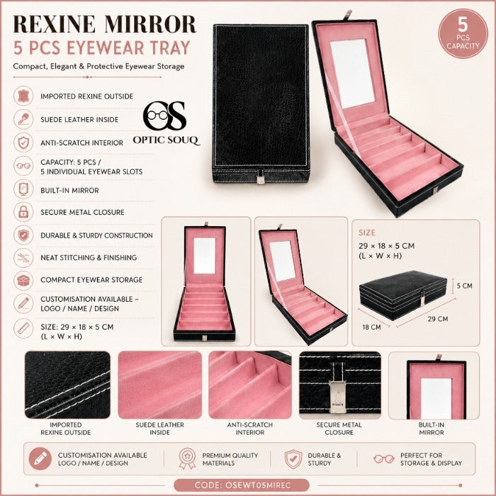 OS5-Pc Rexine Mirror Eyewear Tray - Economic premium display tray - OSEWT05MIREC