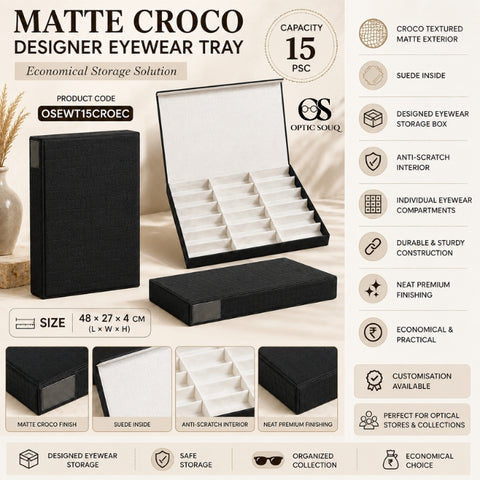 OS15-Pc Croco Suede-Box Eyewear Tray - Economic