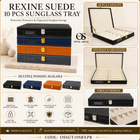 OS10-Pc Rexine Suede-Box Sunglass Tray - Premium