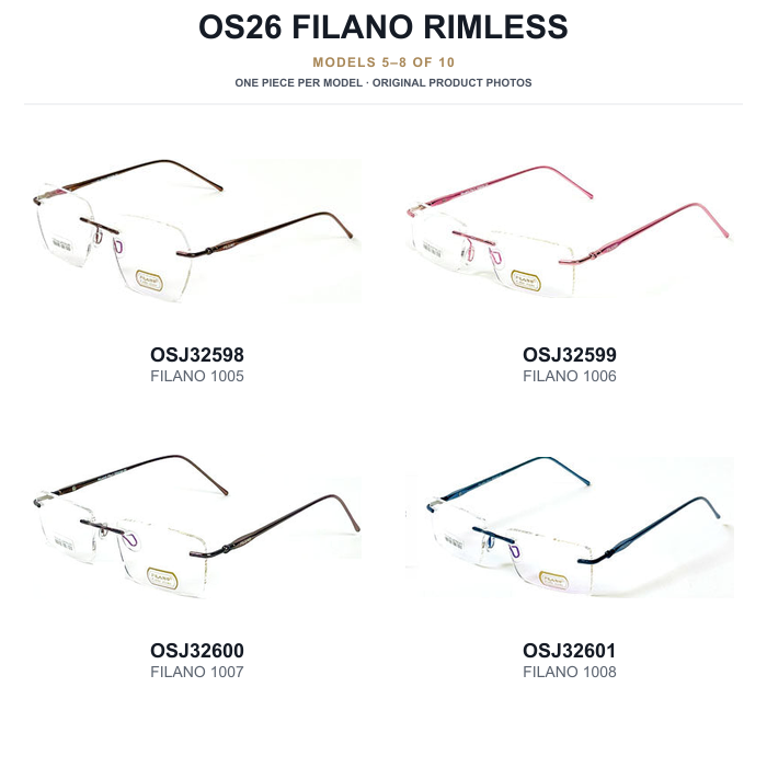 OS26 FILANO Rimless Sample Kit - 10 Models — original models 5 to 8 of 10