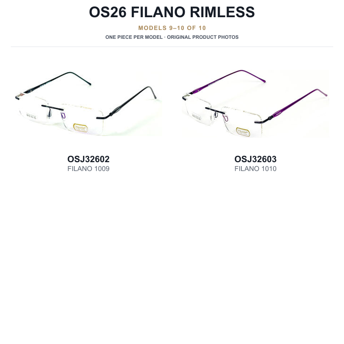 OS26 FILANO Rimless Sample Kit - 10 Models — original models 9 to 10 of 10