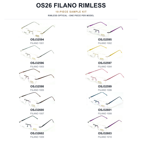 OS26 FILANO Rimless Sample Kit - 10 Models