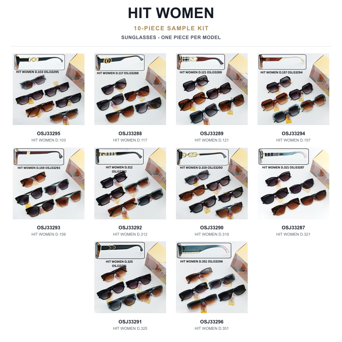 HIT WOMEN Sample Kit - 10 Models — complete square poster, one piece per model