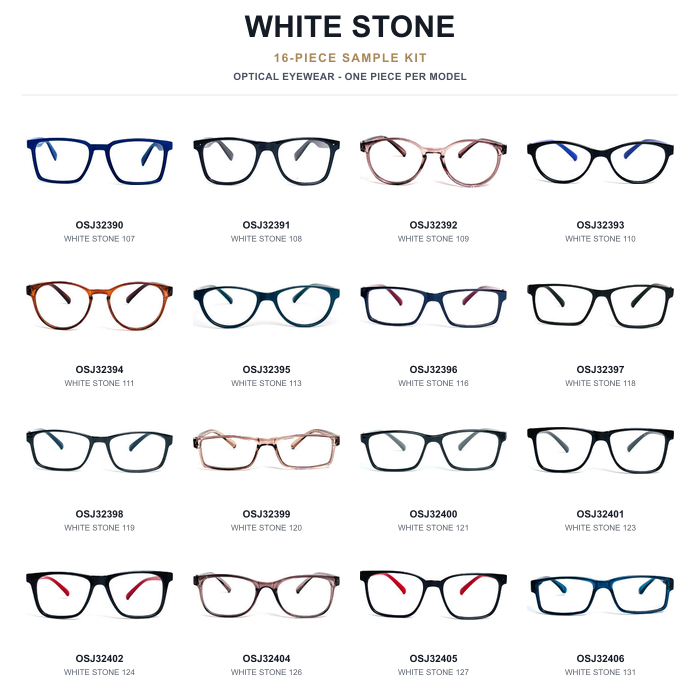 WHITE STONE Sample Kit - 16 Models — complete square poster, one piece per model