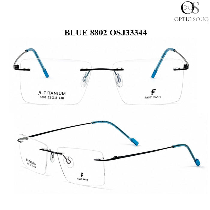 OS26 Blue 8802 rimless optical frame