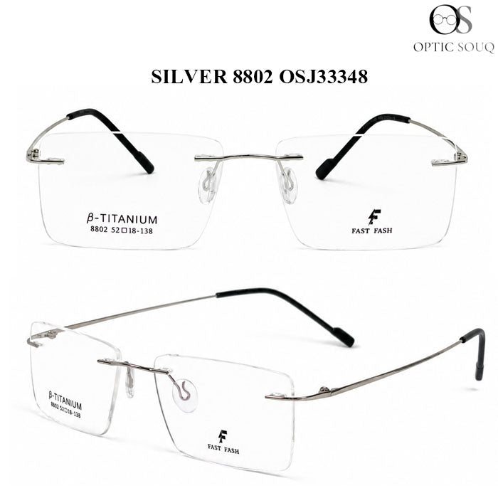 OS26 Silver 8802 rimless optical frame