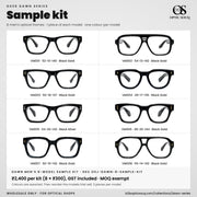 OS26 DAWN men's optical eyewear sample kit, 8 models VM001 to VM008, one piece each, wholesale ₹2,400 per kit incl. GST