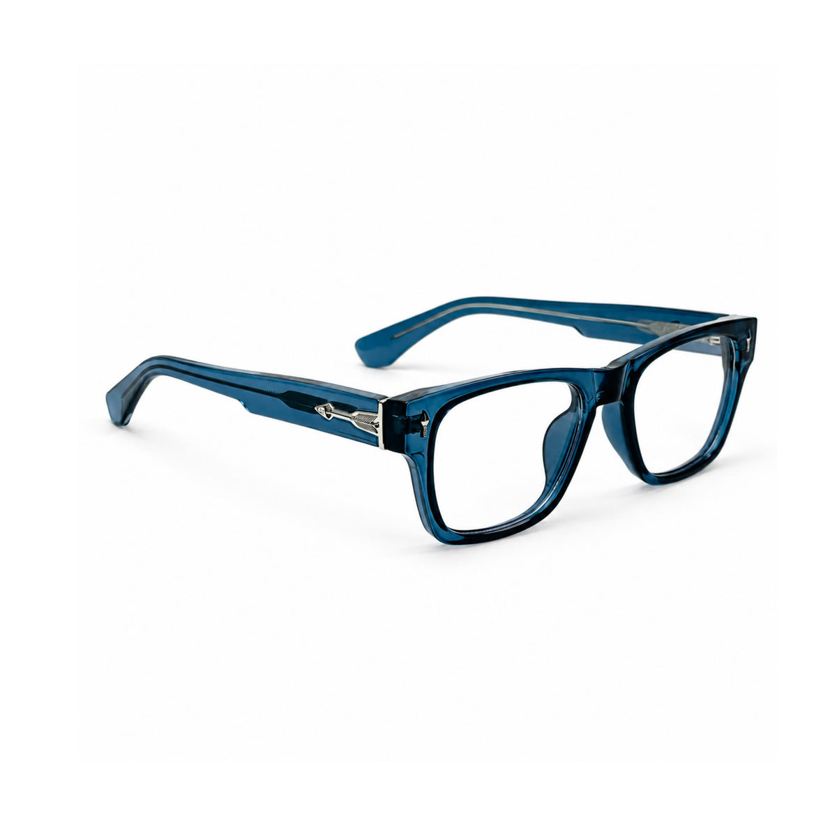 OS26 DAWN VM001 Blue Crystal optical frame, three quarter view, other side - wholesale, Optic Souq