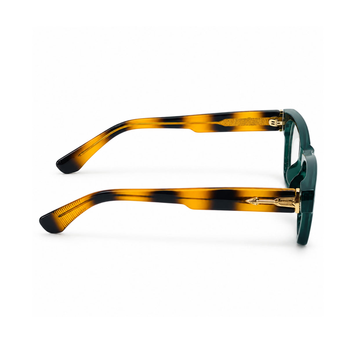 OS26 DAWN VM001 Green Tortoise optical frame, side view - wholesale, Optic Souq
