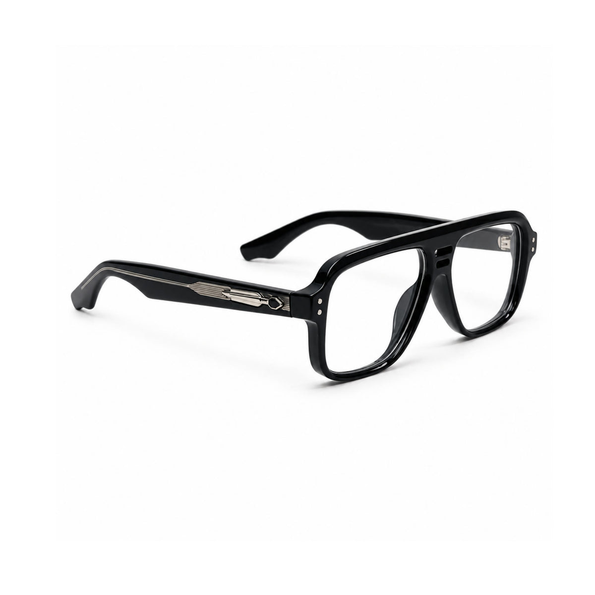 OS26 DAWN VM002 Black Silver optical frame, three quarter view, other side - wholesale, Optic Souq
