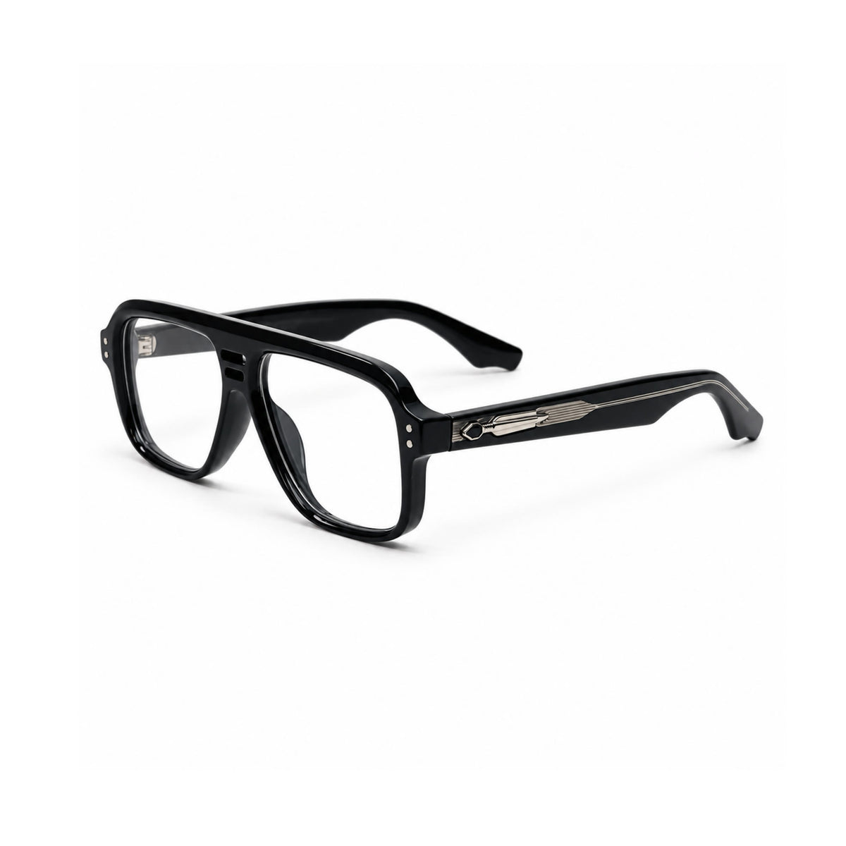 OS26 DAWN VM002 Black Silver optical frame, three quarter view - wholesale, Optic Souq