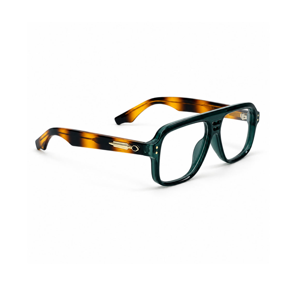 OS26 DAWN VM002 Green Tortoise optical frame, three quarter view, other side - wholesale, Optic Souq