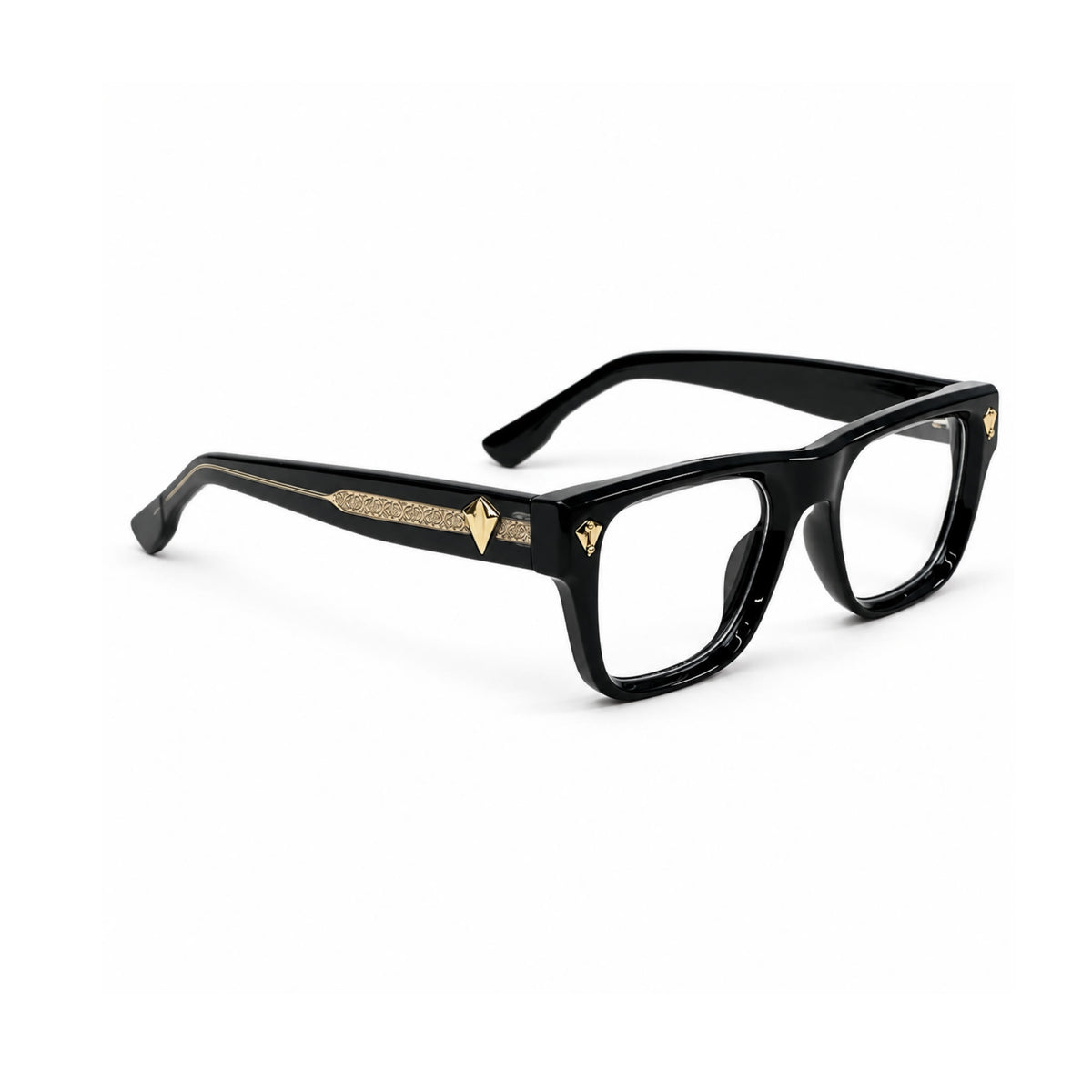 OS26 DAWN VM003 Black Gold optical frame, three quarter view, other side - wholesale, Optic Souq