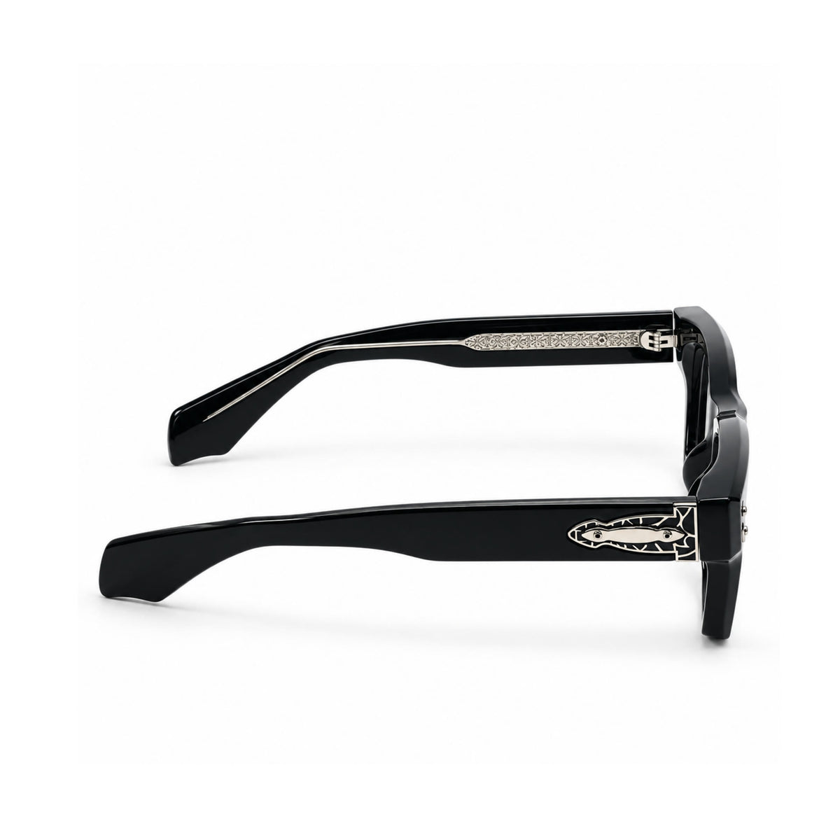 OS26 DAWN VM006 Black Silver optical frame, side view - wholesale, Optic Souq