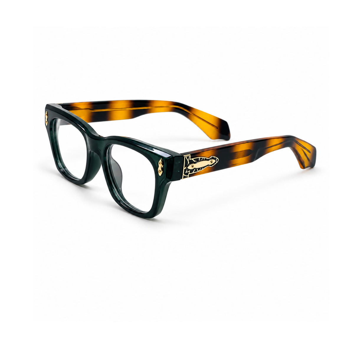 OS26 DAWN VM006 Green Tortoise optical frame, three quarter view - wholesale, Optic Souq