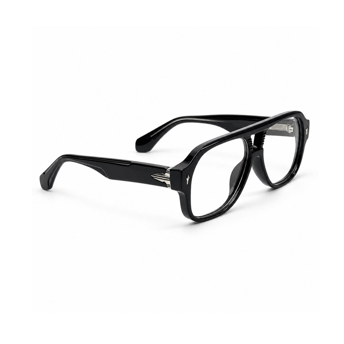 OS26 DAWN VM008 Black Silver optical frame, three quarter view, other side - wholesale, Optic Souq