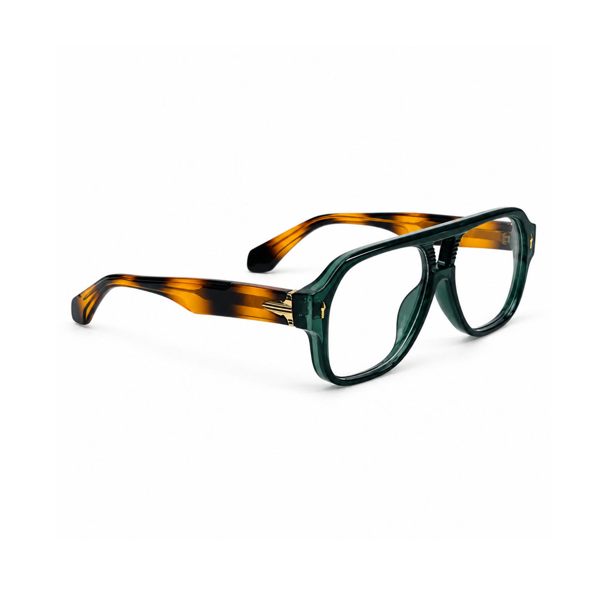 OS26 DAWN VM008 Green Tortoise optical frame, three quarter view, other side - wholesale, Optic Souq