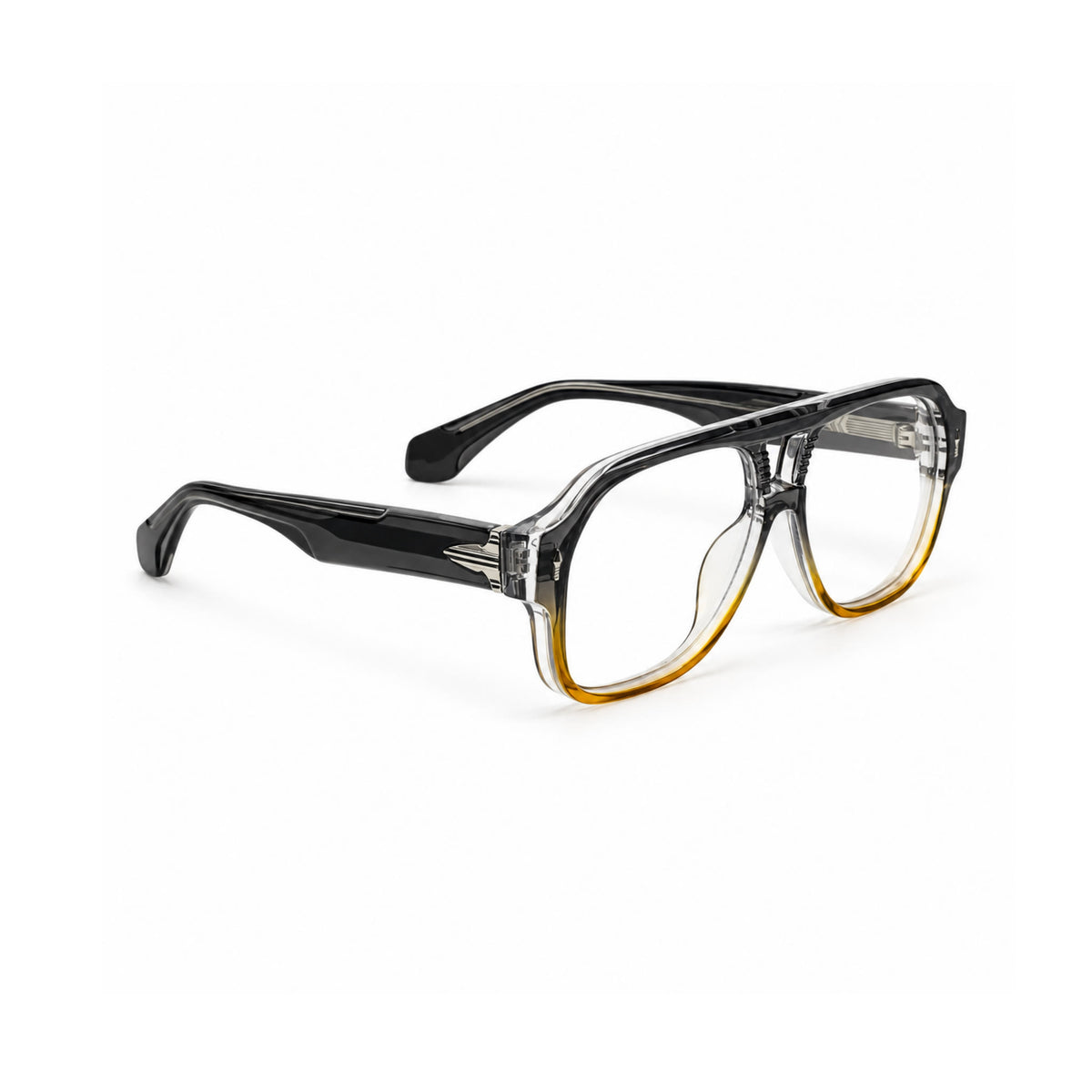 OS26 DAWN VM008 Grey Amber Gradient optical frame, three quarter view, other side - wholesale, Optic Souq