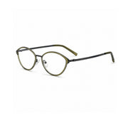 OS26 K2904 olive green pure titanium cat-eye eyewear angle view