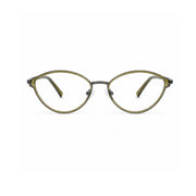 OS26 K2904 olive green pure titanium cat-eye eyewear front view