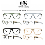 OS26 LH269-A men's sheet and metal eyewear in sage green, smoke blue, black and champagne colours