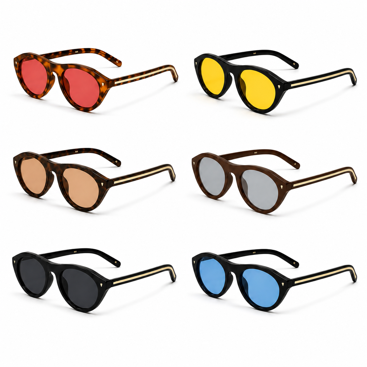 OS26 LH306 sunglasses in six colour options on white background