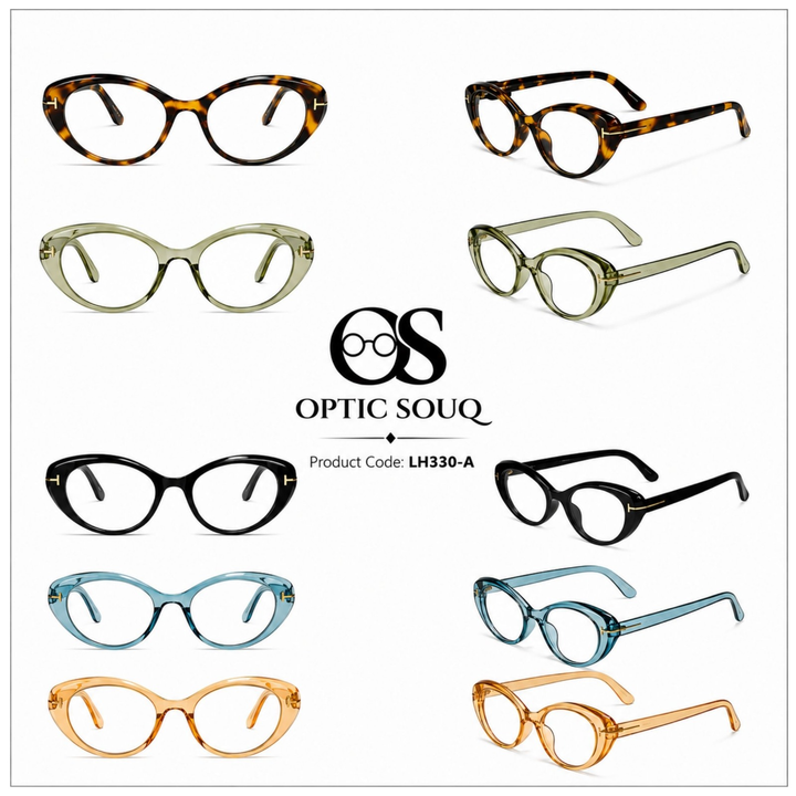 OS26 LH330 women's sheet eyewear in tortoise, olive, black, aqua blue and amber colours